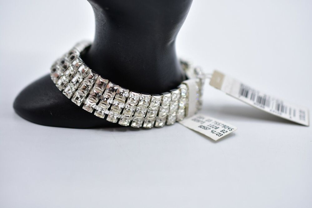 Carolee Vintage Crystal Bracelet Square Rhinestone Silver NOS Signed 80s BinD